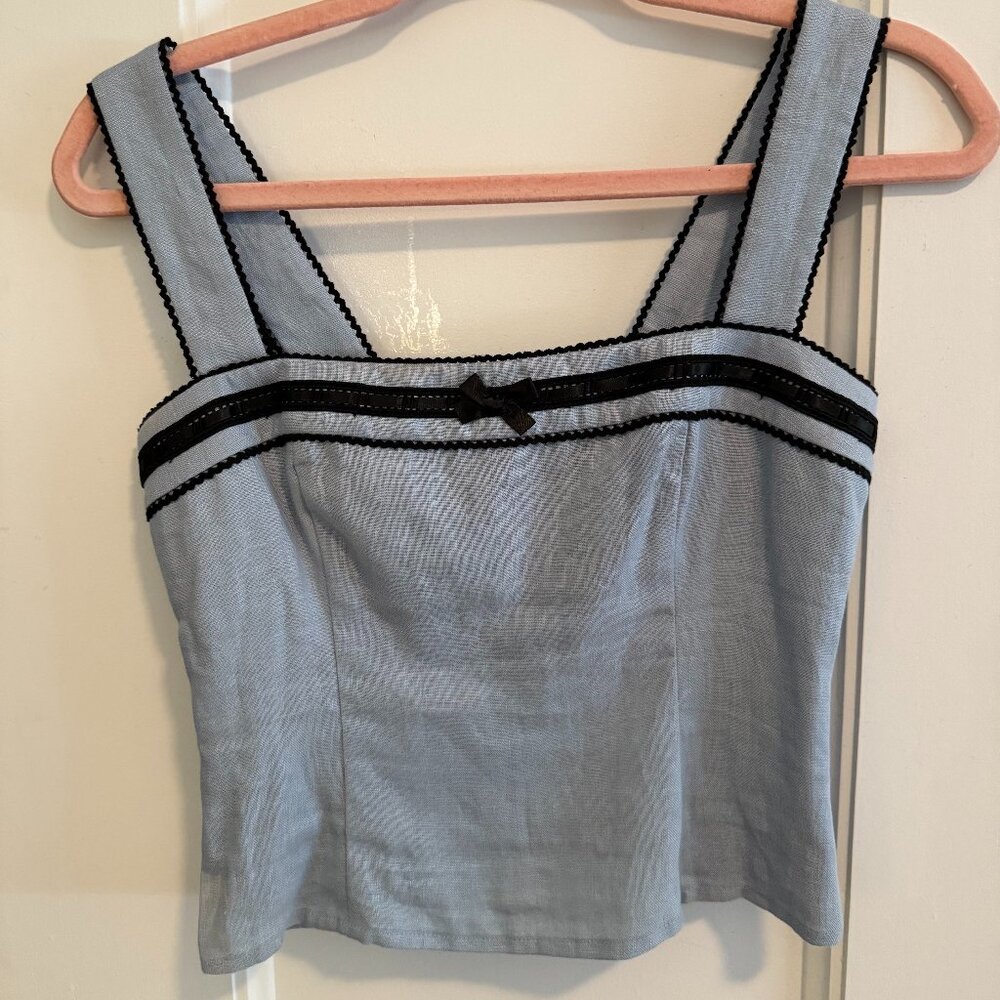 Reformation Eloise Linen Top Blue